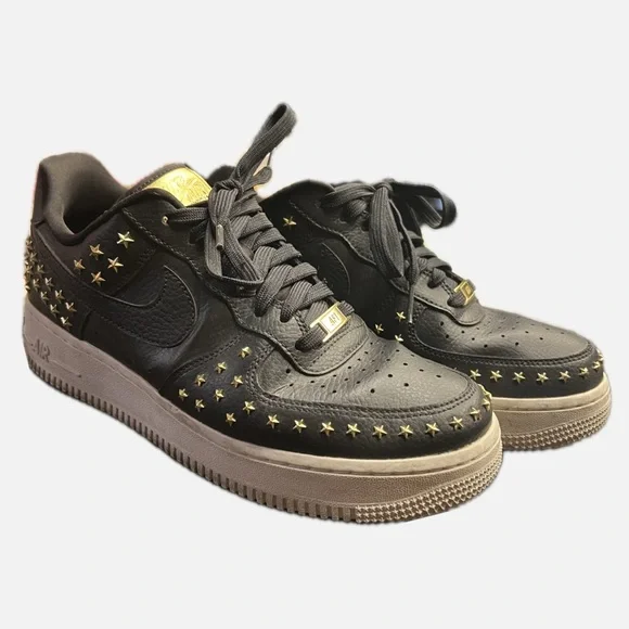 Black Nike Air Force 1 Low Star Studded with Gold Stars